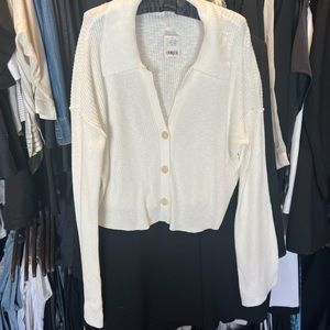 Free People White Sweater Bell Sleeves Large NWT